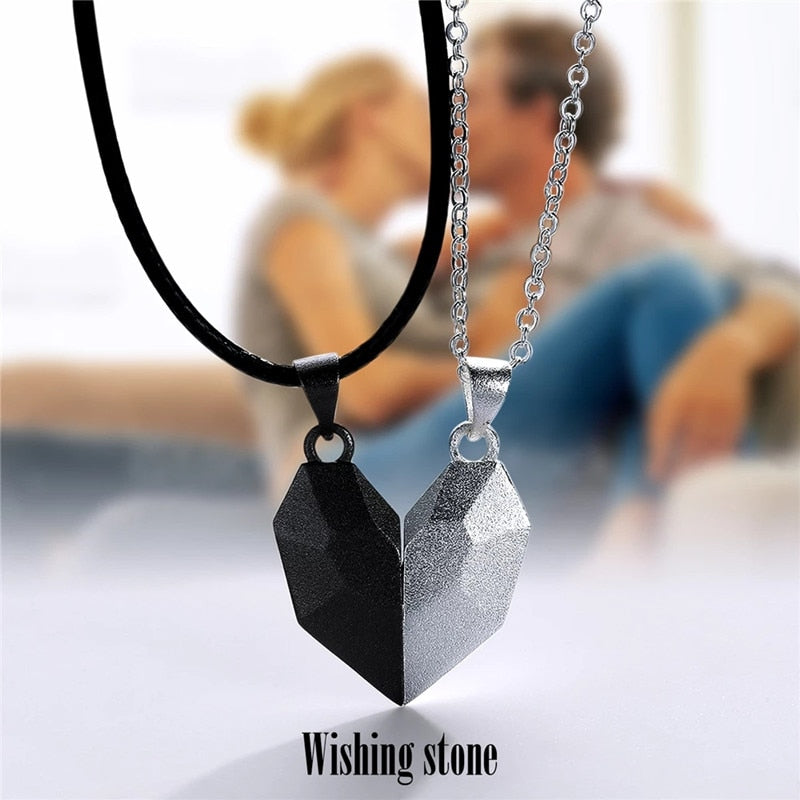 1Pair Magnetic Couple Heart Pendant Necklace For Men Women Gift - lecapmode