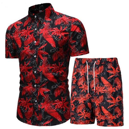 Summer Set Men Shorts Set Floral Print Shirt and Shorts Beach Wear Holiday Clothes - lecapmode