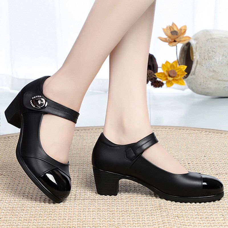 Women 2022 New Comfort Soft Bottom Moccasins Woman Square Heel Casual Shoes - lecapmode