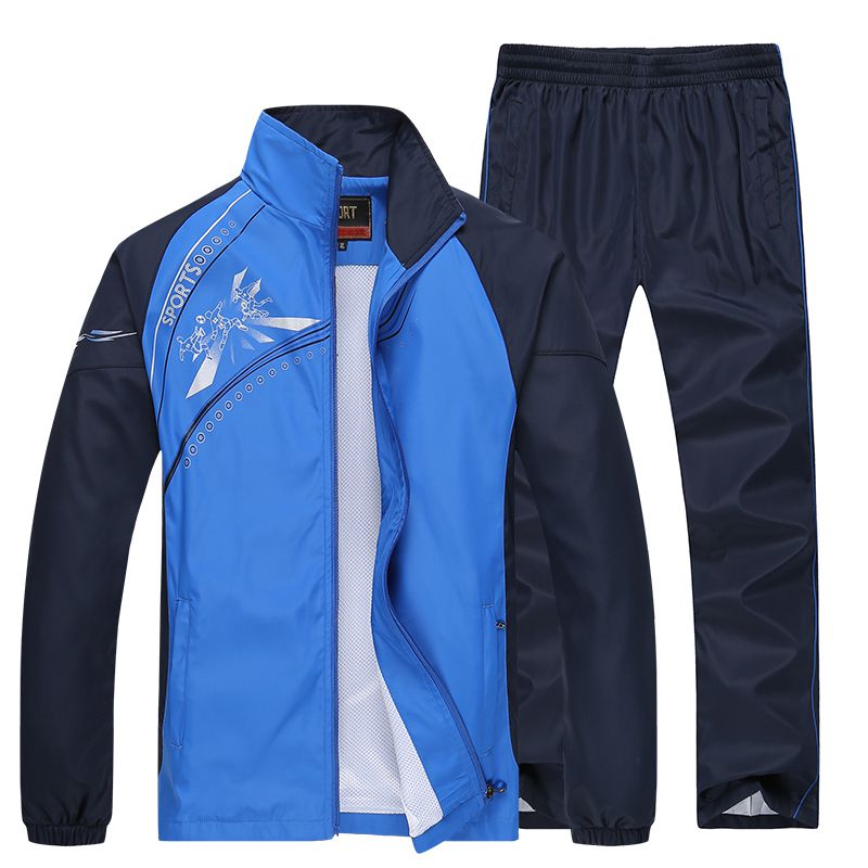 Men Sportswear New Spring Autumn Tracksuit  High Quality Sets Jacket Pant Sweat wear - lecapmode