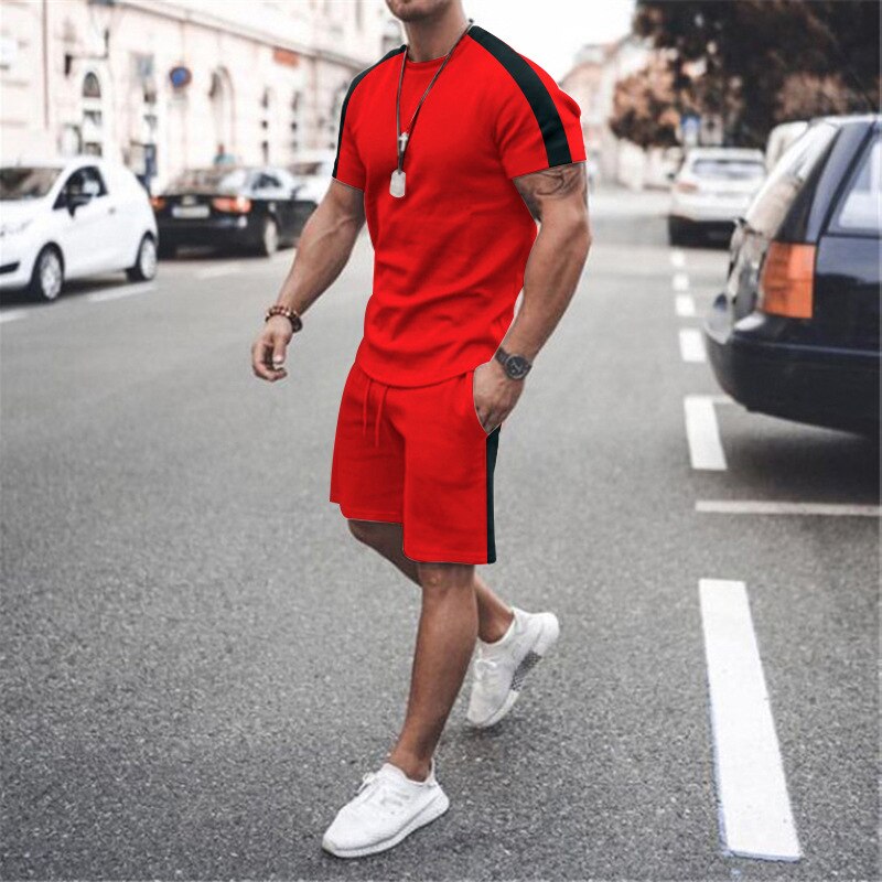 2022 New Summer Men Tracksuit  Sport Suit Short Sleeve T Shirt and Shorts - lecapmode