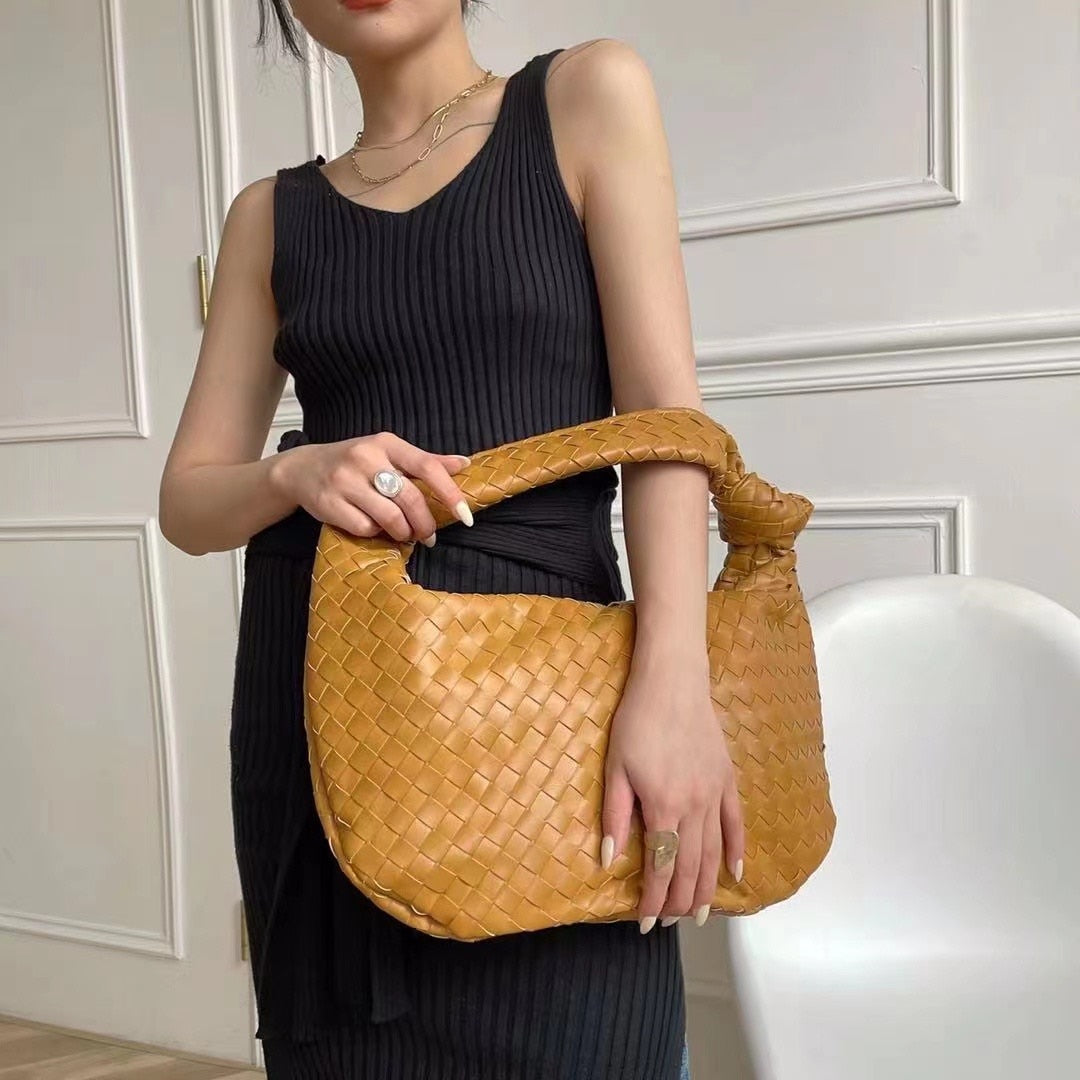 Luxury Zipper Clutch Woven Leather Bags For Women 2022 Shoulder Lady Tote Bag - lecapmode