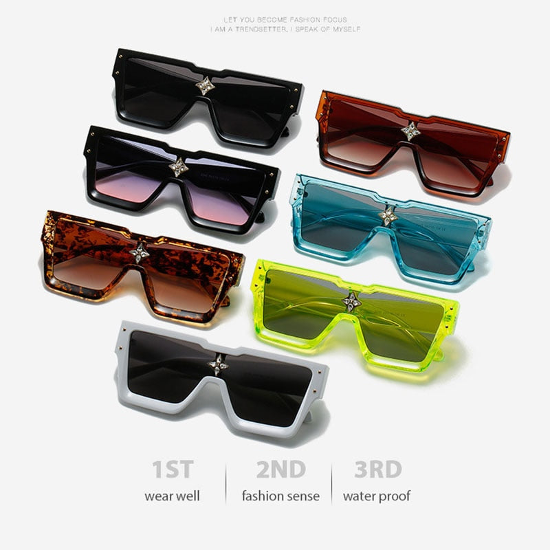 Luxury Crystal Oversized Women Square Sunglasses Shades UV400 - lecapmode