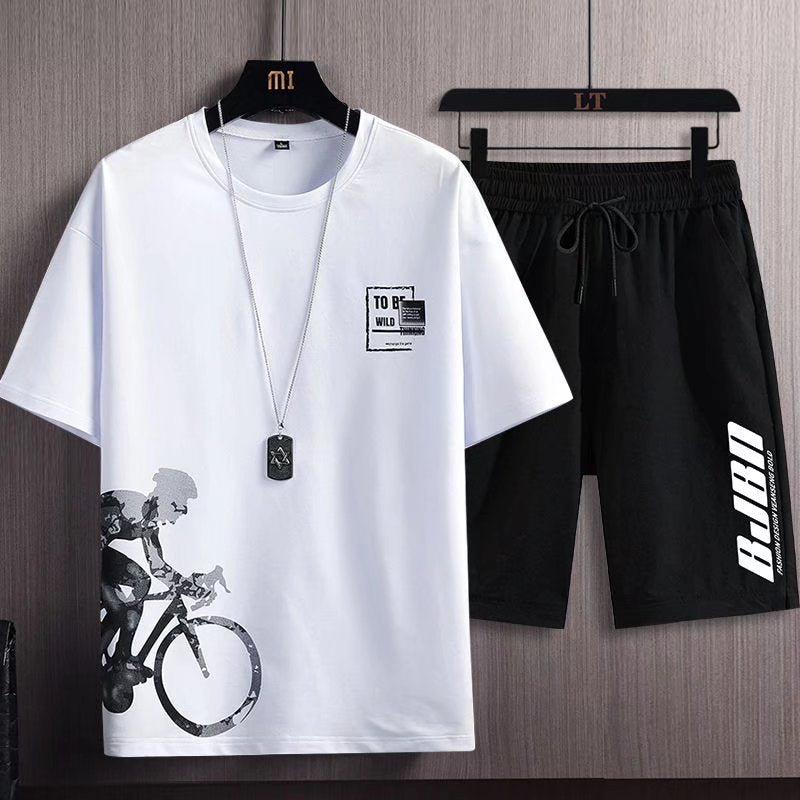 2022 Summer Men Sets Korean Fashion Tracksuit Streetwear Casual Print Outfit - lecapmode