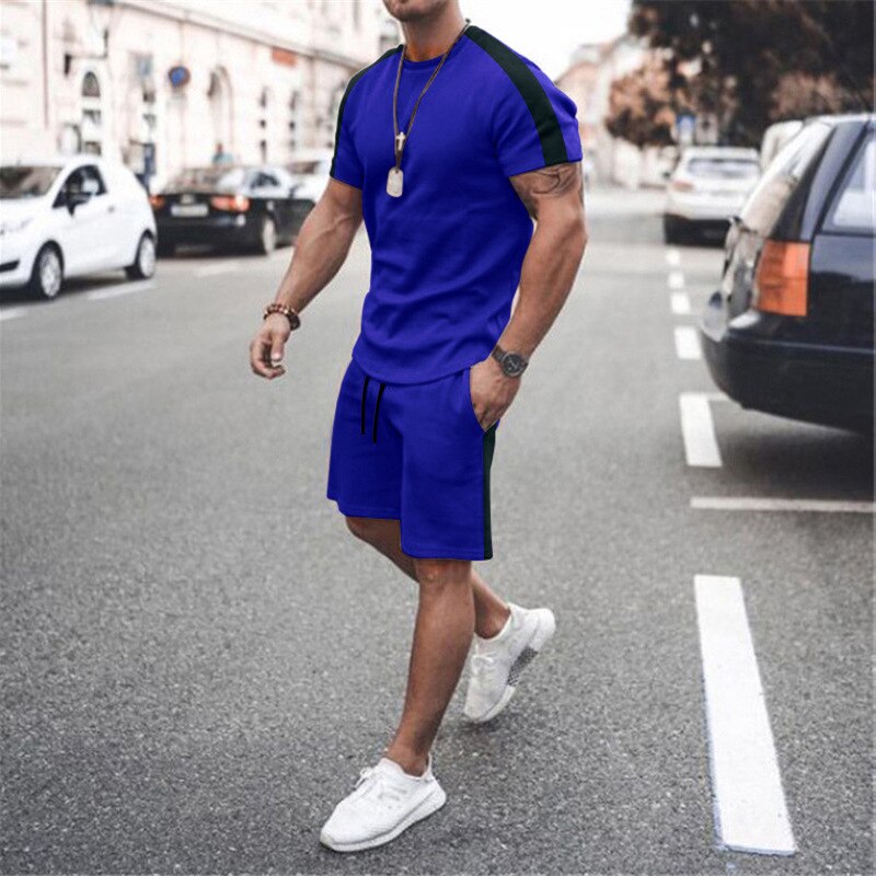 2022 New Summer Men Tracksuit  Sport Suit Short Sleeve T Shirt and Shorts - lecapmode