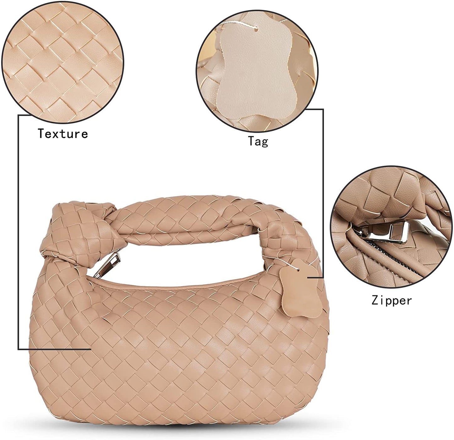 Luxury Zipper Clutch Woven Leather Bags For Women 2022 Shoulder Lady Tote Bag - lecapmode