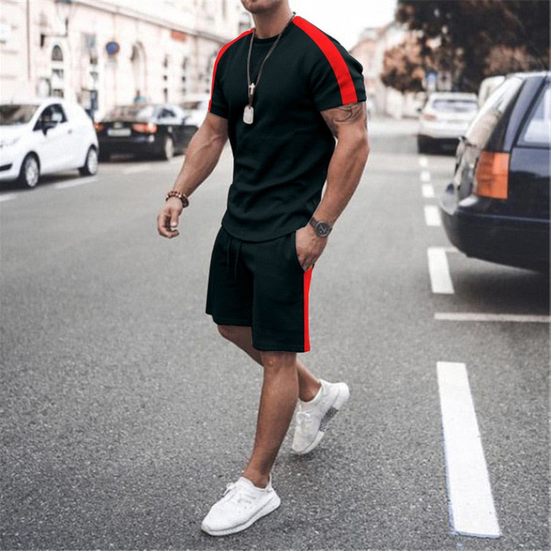 2022 New Summer Men Tracksuit  Sport Suit Short Sleeve T Shirt and Shorts - lecapmode