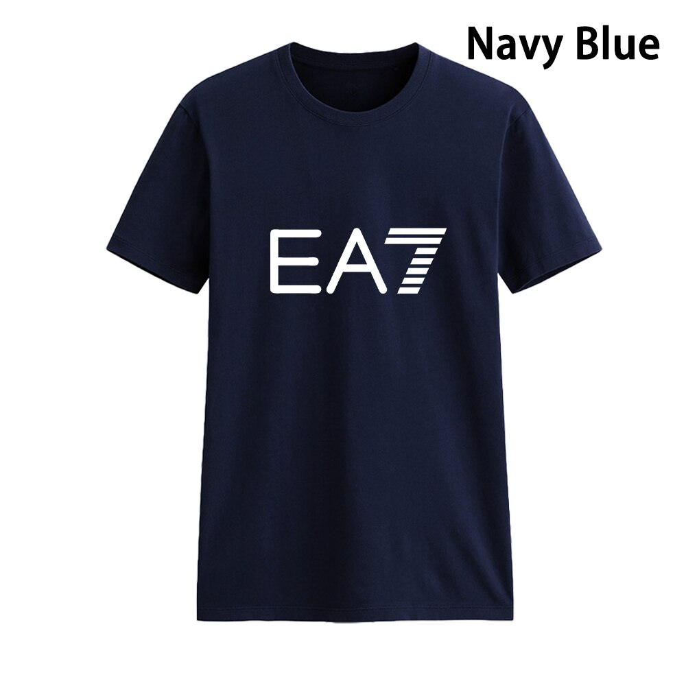 Summer Couple T-Shirt Fashion EA7 Print Lovers Top Man Woman Clothes Cotton Tees - lecapmode