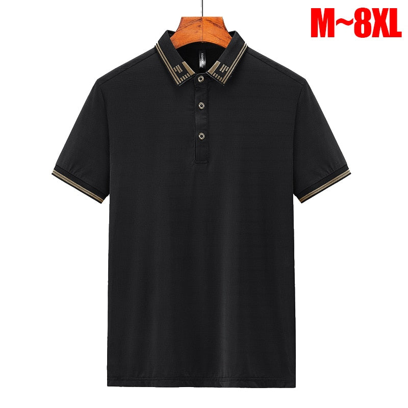 Men Clothes Big Size Polo Shirts Short Sleeve Breathable Golf Wear Tee Shirt - lecapmode