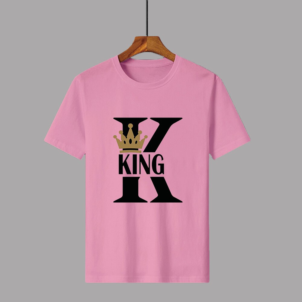 KING QUEEN Crown Summer Casual O-neck Short Sleeve Tees Couple Lovers T-Shirt - lecapmode