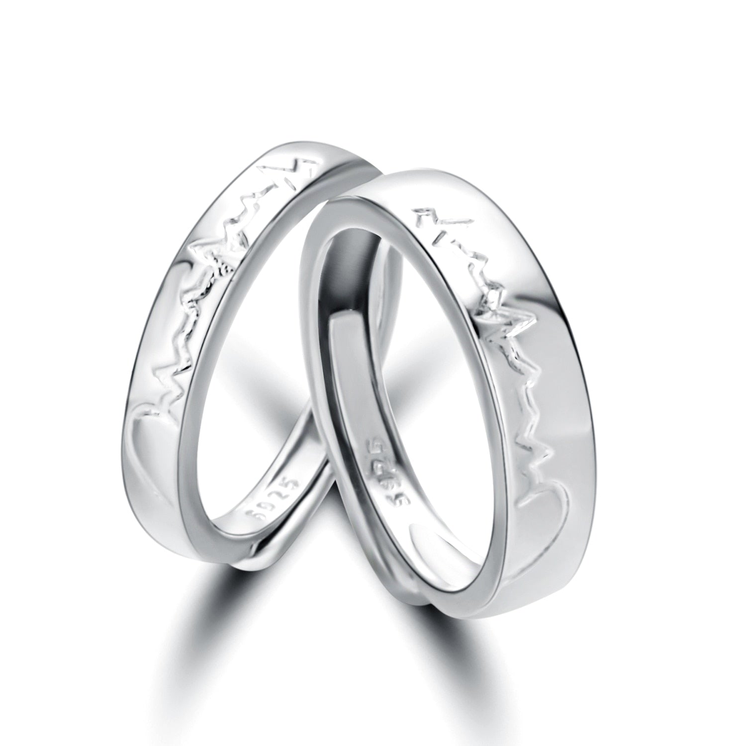 2 Pcs Silver Color Couple Fashion Wedding Bride Bridegroom Jewelry Sun Moon Rings Set - lecapmode