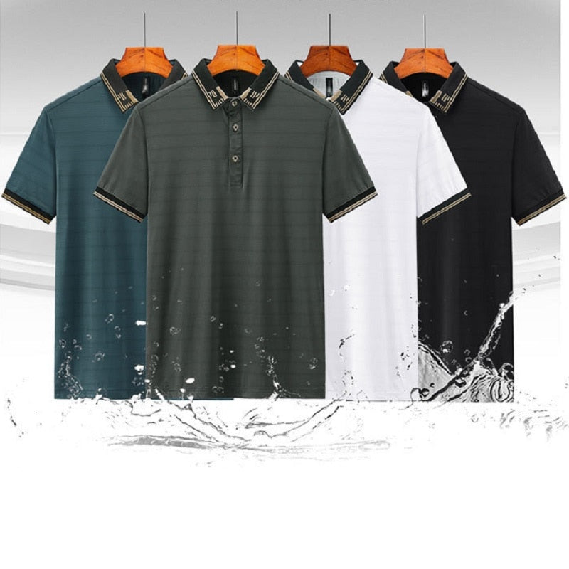 Men Clothes Big Size Polo Shirts Short Sleeve Breathable Golf Wear Tee Shirt - lecapmode