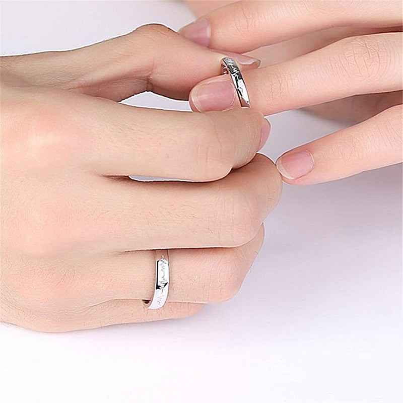 Zircon Heart Matching Couple Rings Set Wedding Ring For Women Men Valentine Day Jewelry - lecapmode