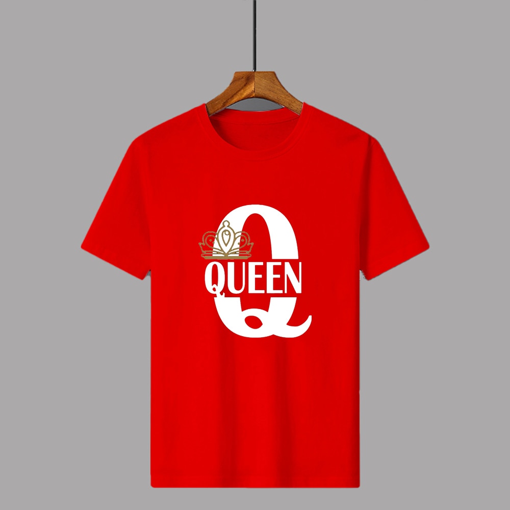 KING QUEEN Crown Summer Casual O-neck Short Sleeve Tees Couple Lovers T-Shirt - lecapmode