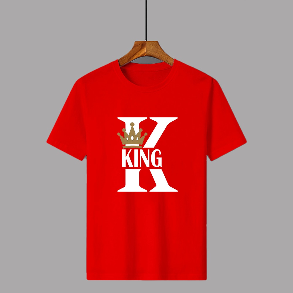 KING QUEEN Crown Summer Casual O-neck Short Sleeve Tees Couple Lovers T-Shirt - lecapmode