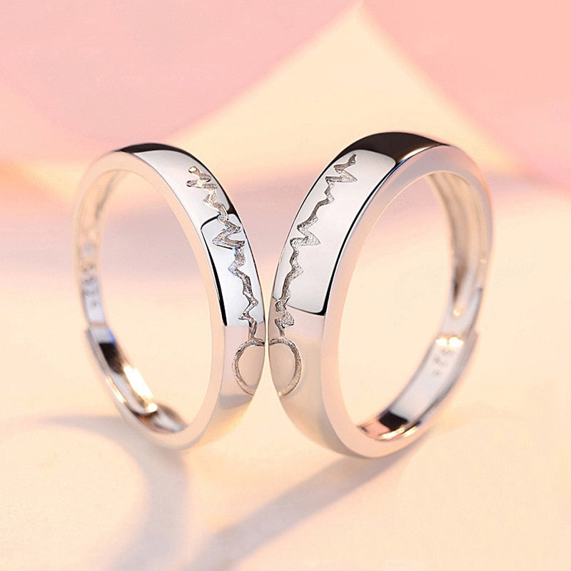 Zircon Heart Matching Couple Rings Set Wedding Ring For Women Men Valentine Day Jewelry - lecapmode