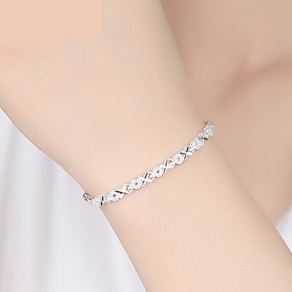 925 Sterling Silver Fashion Zircon Bracelet Chain For Women Bangle Jewelry