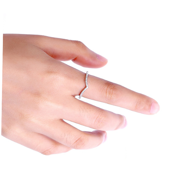 925 Sterling Silver Water Drop Rings For Women Shiny Clear Cubic Zirconia Simple Ring