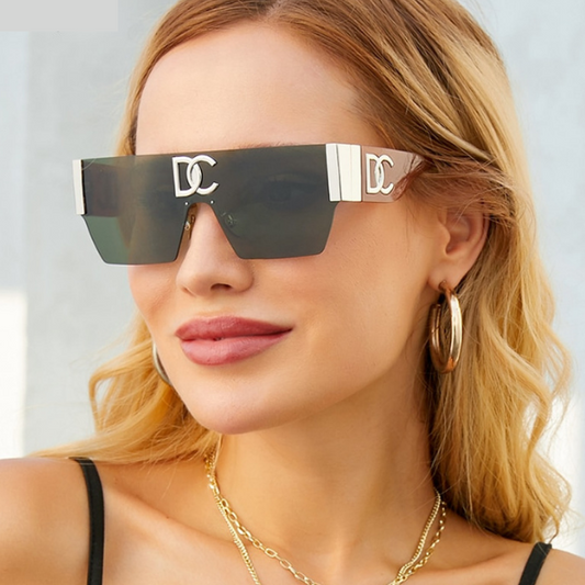 One Piece Square Sunglasses Women Frameless Flat Top Sun Glasses